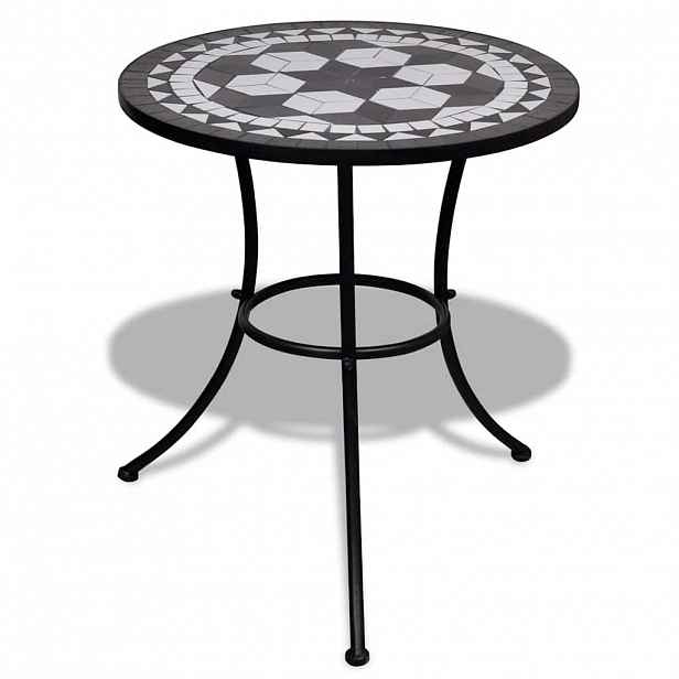 vidaXL Bistro stolek černý a bílý 60 cm mozaika