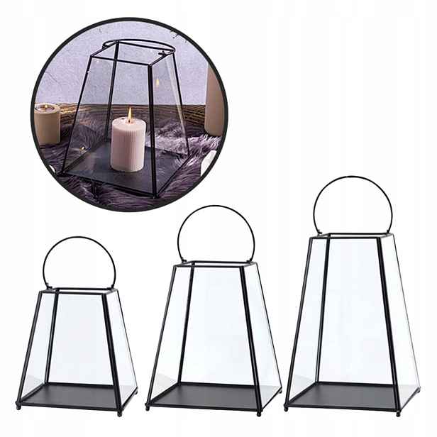 Zahradní lampy terasové lampiony sklo kov loft glamour 3 kusy