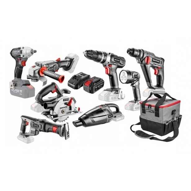 Graphite Sada Elektrického Nářadí Energy+ 18V Bruska Šroubovák Pila 4AH