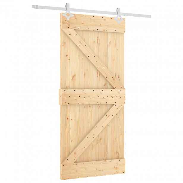 vidaXL Posuvné dveře 95 x 210 cm Masivní borové dřevo (neupravené)
