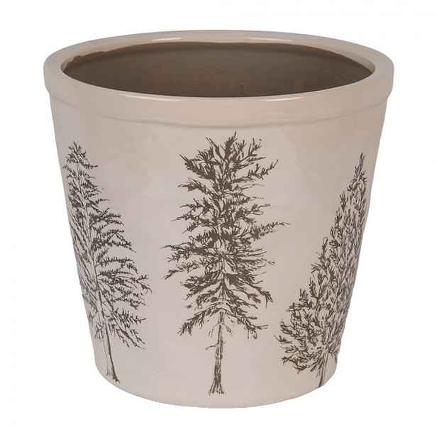Béžový obal na květináč se stromky Natural Pine Trees XL - Ø 21*20 cm Clayre & Eef