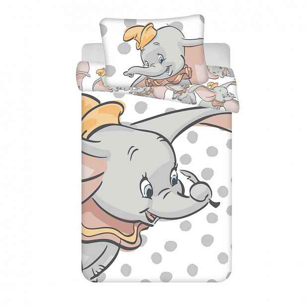 Jerry Fabrics Dětské bavlněné povlečení do postýlky Dumbo dots, 100 x 135 cm, 40 x 60 cm