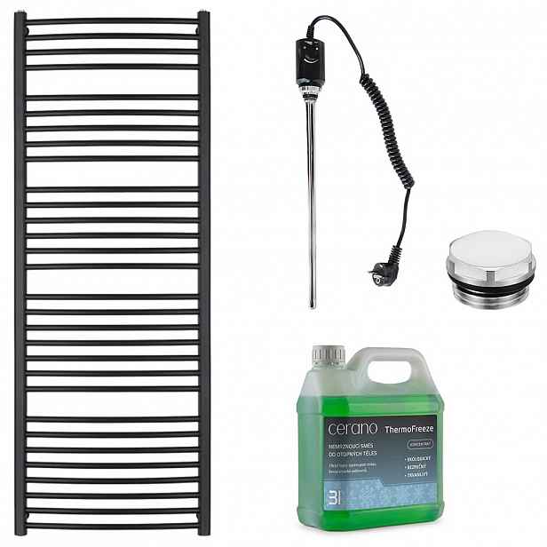 Koupelnový elektrický radiátorový set Stefano - 600W - černá matná - 1210x650 mm