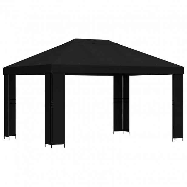 vidaXL Altán 4 × 3 m Černá Polyester a ocel 190 gsm