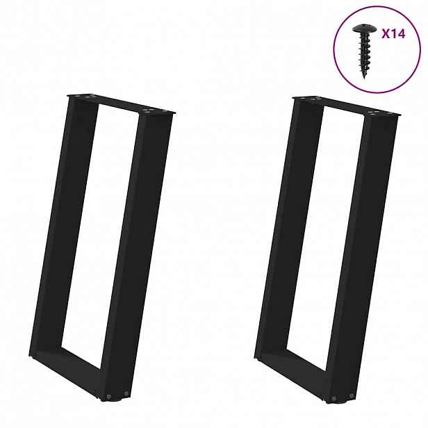 vidaXL Nohy k jídelnímu stolu ve tvaru U, 2 ks, černé, 50 x (72-73) cm, ocel