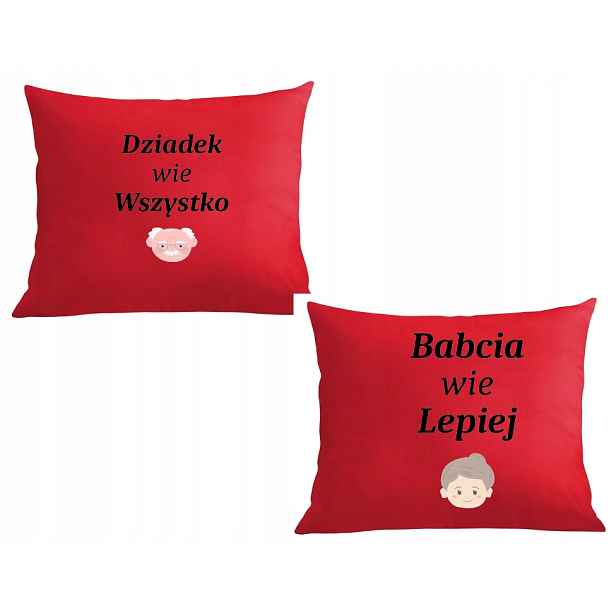 Dvě Polštáře povlak Dárek Dědeček ví všechno, babička ví lépe