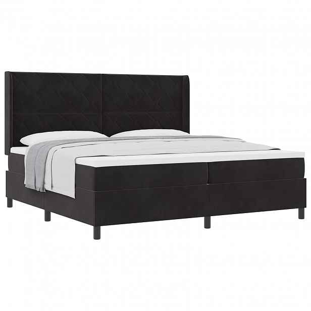vidaXL Postel s boxspringem s čelo Černá 200 x 200 cm samet