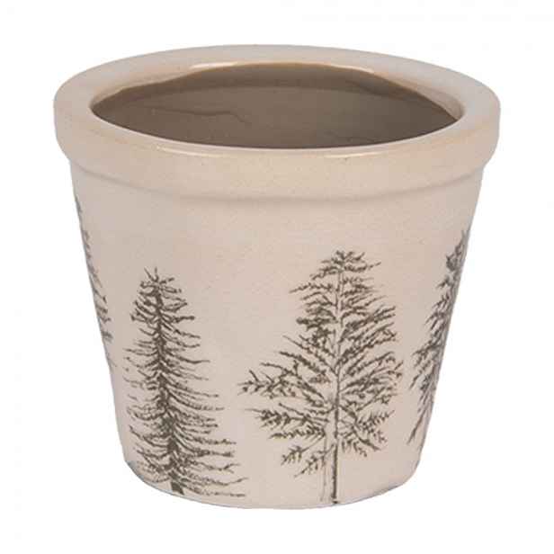 Béžový obal na květináč se stromky Natural Pine Trees XS - Ø 8*7 cm Clayre & Eef