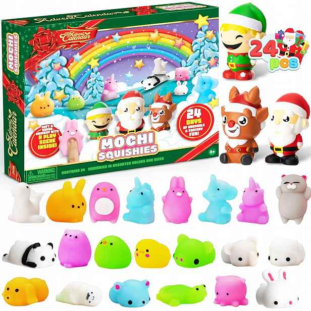 Joyin Adventní kalendář Mochi Squishy 24 dní, antistresová zvířátka