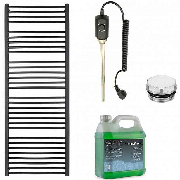 Koupelnový elektrický radiátorový set Stefano - 900W - černá matná - 1710x650 mm