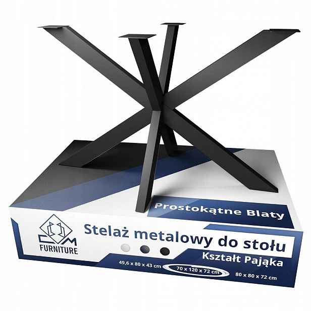 Kovová Noha Na Stůl, Stůl, Stůl, Pavouk Loft 120x70x72 cm Černá