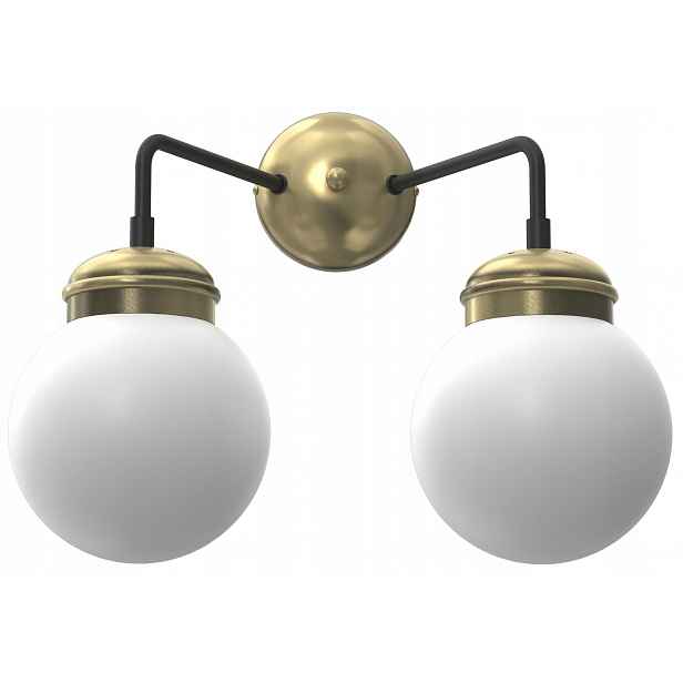 Nástěnná lampa Hydro zlatá, bílé stínidlo 2xE14 klasická do obývacího pokoje
