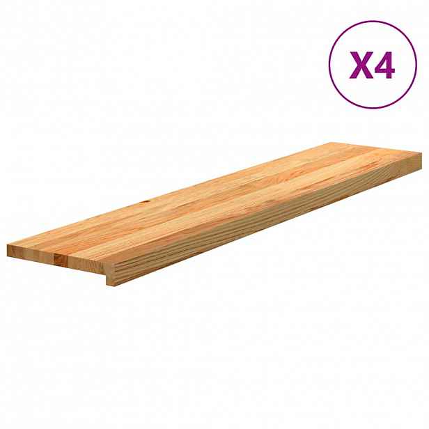 vidaXL Nášlapy na schody 4 ks světle hnědé 120x30x2 cm masivní dub