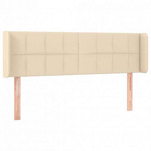 vidaXL Čelo postele typu ušák krémové 147 x 16 x 78/88 cm textil