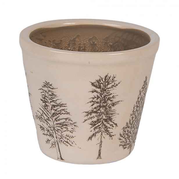 Béžový obal na květináč se stromky Natural Pine Trees S - Ø 12*11 cm Clayre & Eef