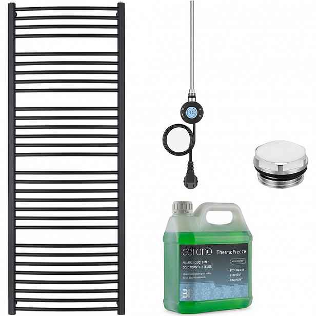 Koupelnový elektrický radiátorový set Stefano - WIFI - 600W - černá matná - 1210x650 mm