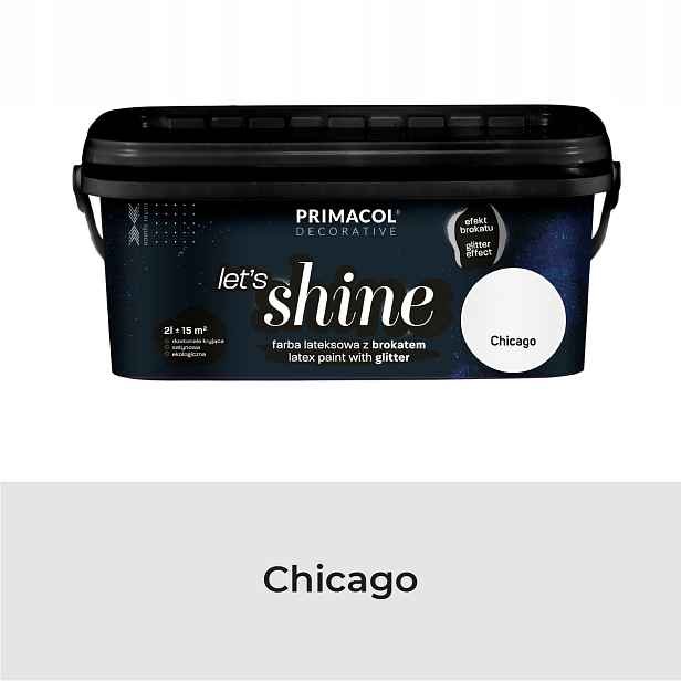 Primacol Let's Shine Dekorativní Barva Se Třpytkami Chicago 2L Světle Šedá