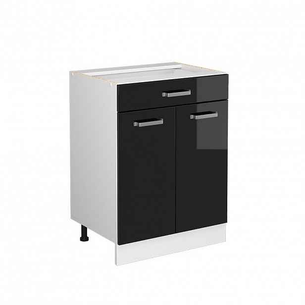 Vicco SPODNÍ SKŘÍŇKA KUCHYŇSKÉ LINKY R-Line Černý vysoký lesk 60 cm se zásuvkou, bez pracovní desky