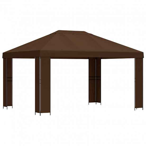 vidaXL Altán 4 × 3 m Hnědá Polyester a ocel 190 gsm