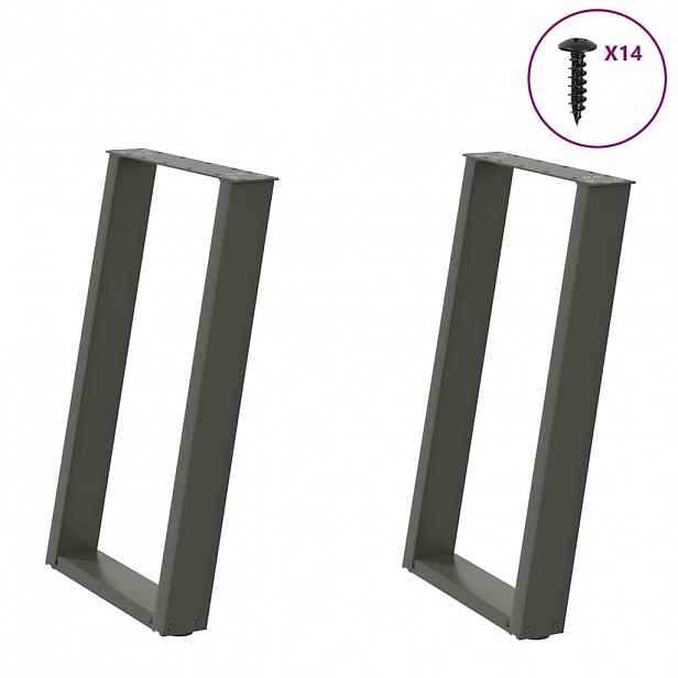 vidaXL Nohy k jídelnímu stolu ve tvaru U 2 ks antracitové 50 x (72-73) cm ocelové