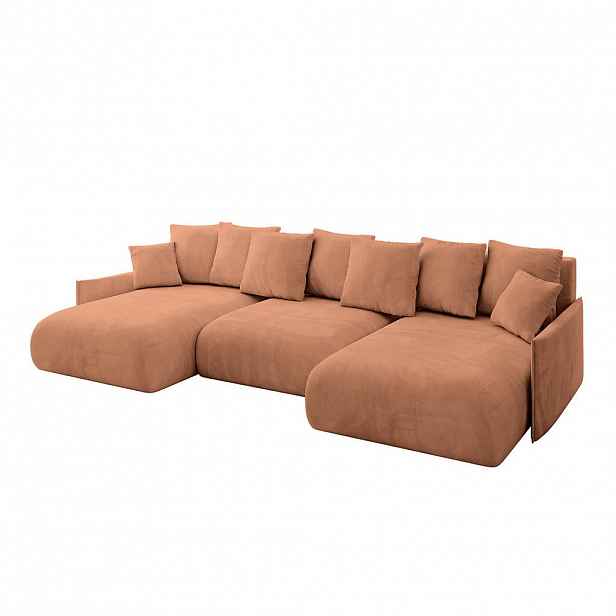 ALTDECOR SEDACÍ SOUPRAVA s funkcí lůžka a úložným prostorem pod sedákem ONESK-U-v1 317x177x72 korálový velur