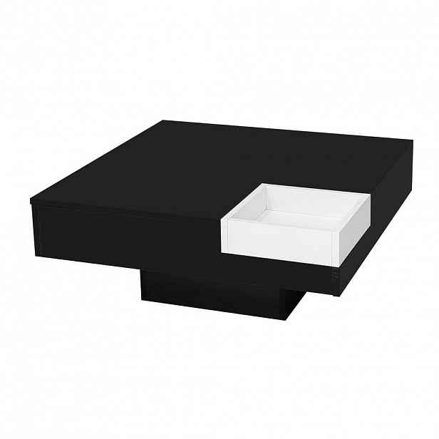 Modfu KONFERENČNÍ stolek z dřevotřísky 72x72x30 cm černo-bílý s LED osvětlením a odnímatelným úložným boxem