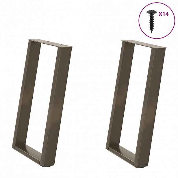 vidaXL Nohy k jídelnímu stolu ve tvaru U, 2 ks, přírodní ocel, 50 x (72-73) cm, ocel
