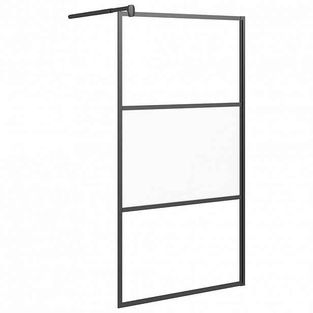 vidaXL Zástěna do průchozí sprchy 100 x 195 cm napůl mléčné ESG černá