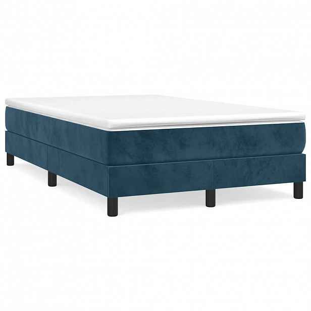 vidaXL Box spring postel s matrací tmavě modrá 120 x 200 cm samet