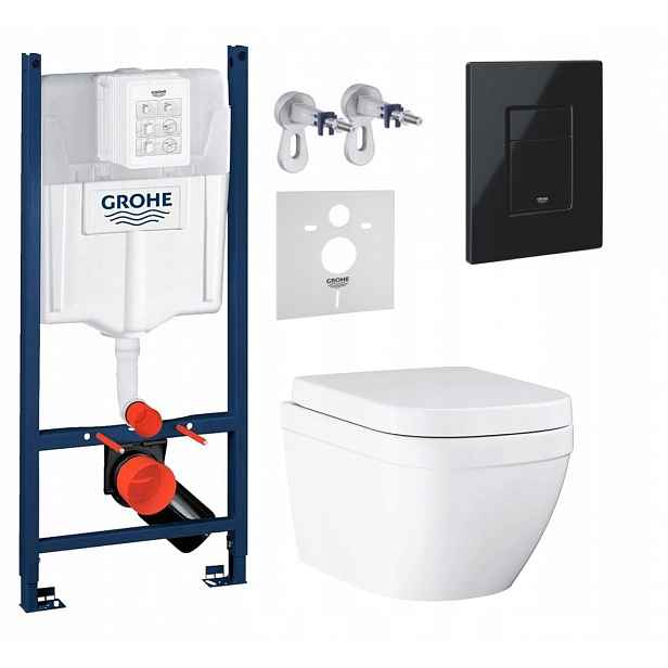 Podomítkový Wc set Stelaz S Wc mísou Grohe Euro Ceramic Tlačítko