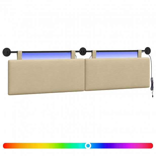 vidaXL Závěsné čelo postele Světle zelená šedá Žebrovaná látka