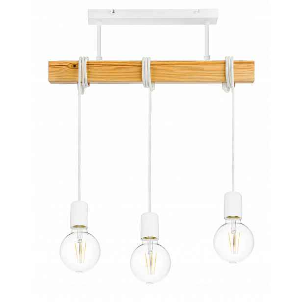 Dřevěná závěsná stropní lampa Lustr Zwis Loft Bílá na 3x E27