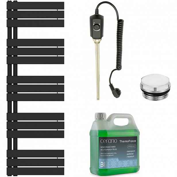 Koupelnový elektrický radiátorový set Theo - L/P - 900W - černá matná - 1600x500 mm