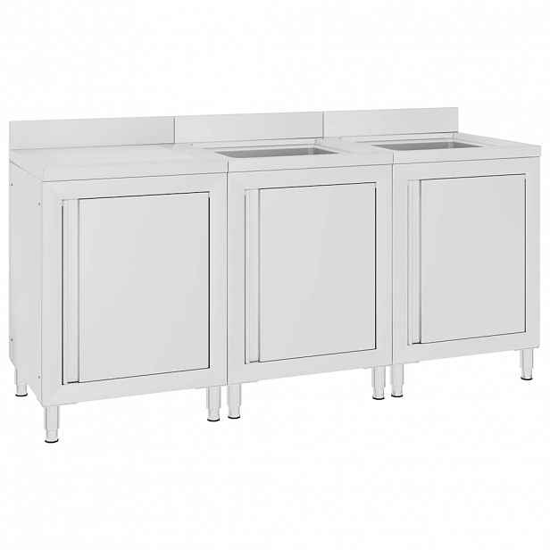 vidaXL Gastro kuchyňská dřezová skříňka 180 x 60 x 96 cm nerezová ocel