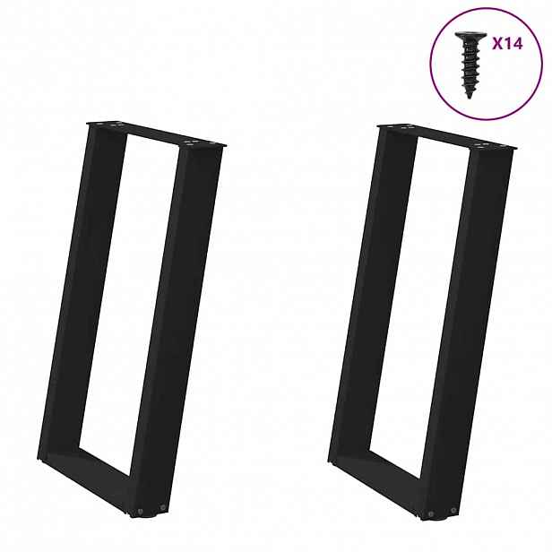 vidaXL Nohy k jídelnímu stolu ve tvaru U, 2 ks, černé, 60 x (72-73) cm, ocel