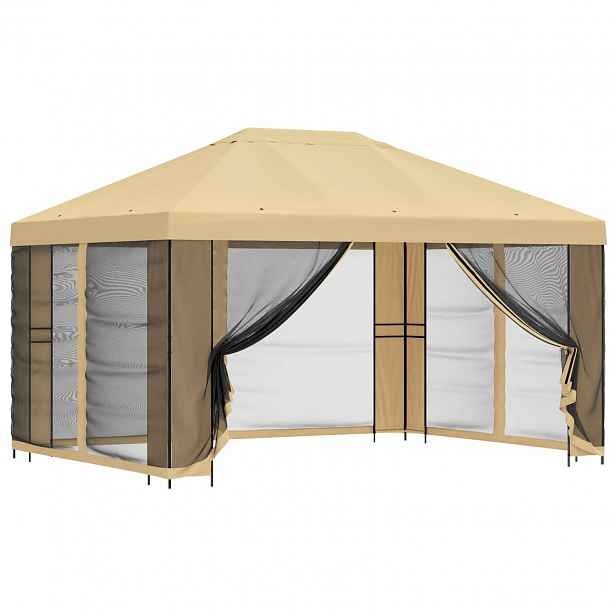 vidaXL Zahradní altán se stěnami 4 × 3 m Krémová Polyester a ocel