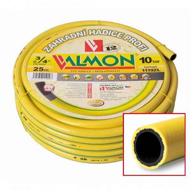 Zahradní hadice VALMON 1119 Profi 3/4", 25 m, neprůhledná žlutá MA486025