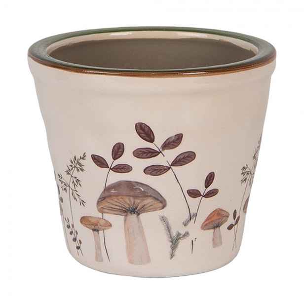 Béžový obal na květináč s houbičkami Little Forest Jewels S - Ø 12*11 cm Clayre & Eef