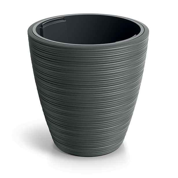 Prosperplast Plastový květináč Venas Round tmavě šedý, varianta 39 cm
