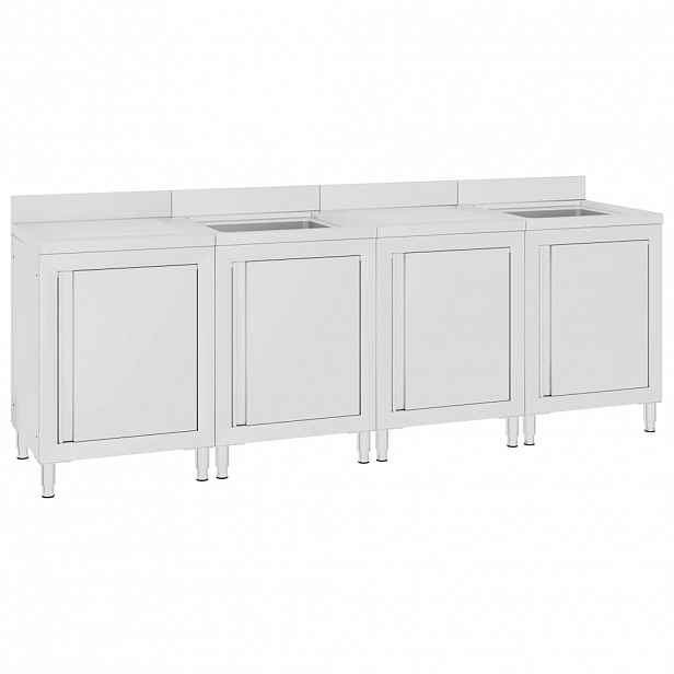 vidaXL Gastro kuchyňská dřezová skříňka 240 x 60 x 96 cm nerezová ocel