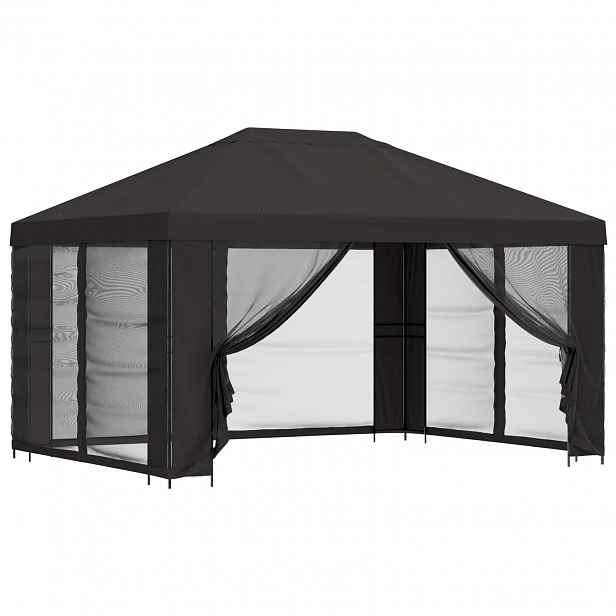 vidaXL Zahradní altán se stěnami 4 × 3 m Antracitová Polyester a ocel
