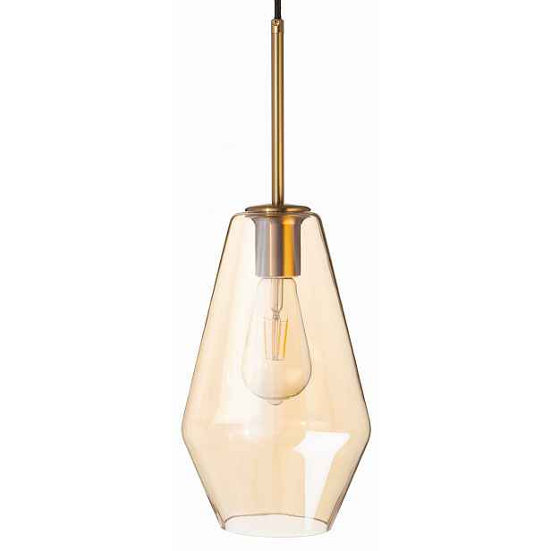 Závěsná skleněná jantarová lampa Paris dlouhá