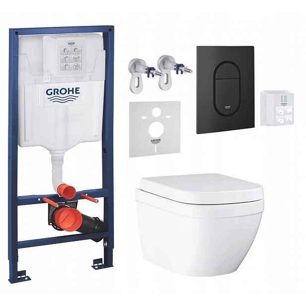 7v1 Wc Podomítkový Set, Stelaz s Wc Mísou Grohe Euro Ceramic, Tlačítko