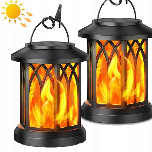 2x Solární Lampa Led Efekt Plamen Lampion Pochodeň