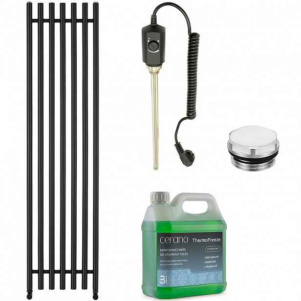 Koupelnový elektrický radiátorový set Valerio - 900W - černá matná - 1560x390 mm