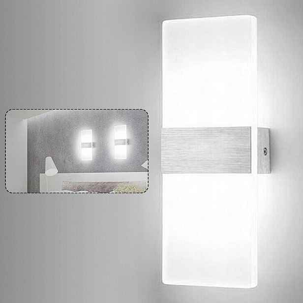 Led nástěnná lampa do ložnice a chodby schodiště, bílá, 18W