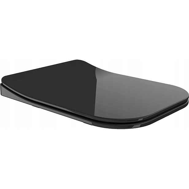 Mexen Teo Wc sedátko se systémem pomalého sklápění (soft-close), slim provedení, duroplast, černý lesk – 39851085