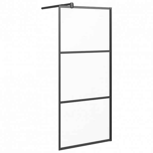 vidaXL Zástěna do průchozí sprchy 90 x 195 cm mléčné ESG sklo černá