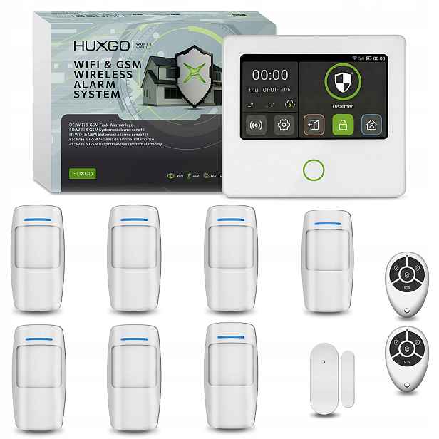 Bezdrátový alarm WiFi Gsm 4G s aplikací Tuya, Huxgo HXA502 4G W