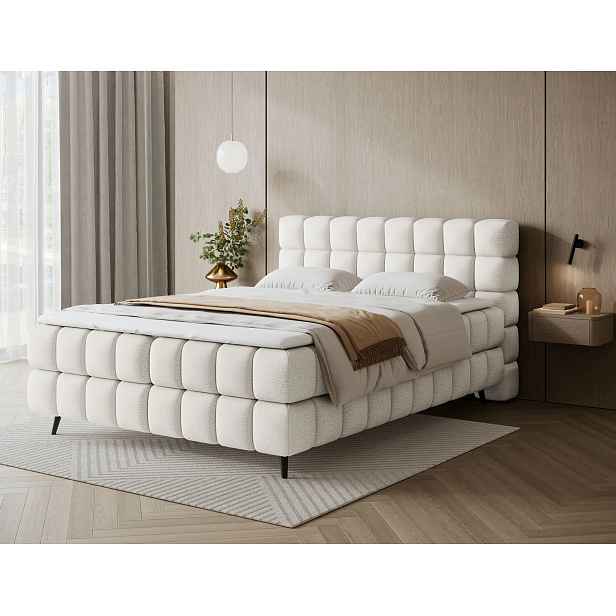 Boxspringová postel s úložným prostorem 160x200 SARVIRO - bílá